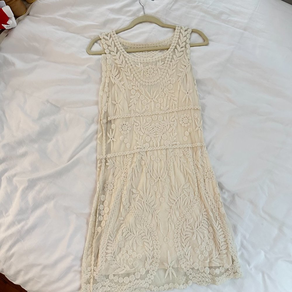 Express Women's White Embroidered Dress